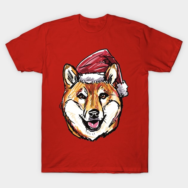 Christmas Shiba Inu - Cute Japanese Dog - Tan Shiba Inu Christmas Theme T-Shirt by sketchnkustom